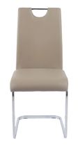 Carrera 4 Seater White Marble Round Dining Set - 4 Bianco Beige Faux Leather Dining Chair