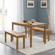 Coxmoor Dining Set - 118cm - 4 Seater - 2 Chairs & 1 Bench - Oak