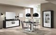 Enna Black and White Dining Set with 4 Fabric Chair