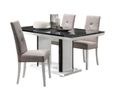 Enna Black and White Dining Set with 4 Fabric Chair