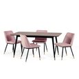 Findlay Dining Set - Walnut - 4-6 Seater - 160cm - Delaunay Pink Chairs