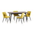 Findlay Dining Set - Walnut - 4-6 Seater - 160cm - Delaunay Yellow Chairs