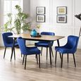 Findlay Dining Set - Walnut - 4-6 Seater - 160cm - Luxe Blue Chairs