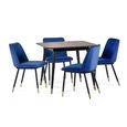 Findlay Dining Set - Walnut - 4 Seater - 90cm - Square - 4 Delaunay Blue Chairs