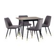 Findlay Dining Set - Walnut - 4 Seater - 90cm - Square - 4 Delaunay Grey Chairs