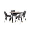 Findlay Dining Set - Walnut - 4 Seater - 90cm - Square - 4 Hadid Grey Chairs