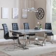 Glacier Grey Marble and Chrome Dining Set - Jamison Black Faux Leather Dining Chair