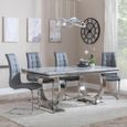 Glacier Grey Marble and Chrome Dining Set - Jamison Grey Faux Leather Dining Chair