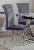 Glacier Grey Marble and Chrome Dining Set - Louis Grey Velvet Fabric Dining Chair