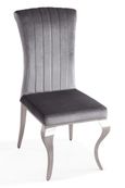 Glacier Grey Marble and Chrome Dining Set - Louis Grey Velvet Fabric Dining Chair