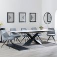Hayden White Ceramic Extending Dining Set - Arctic Grey Velvet Fabric Swivel Dining Chair