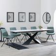 Hayden White Ceramic Extending Dining Set - Boden Green Fabric Swivel Dining Chair