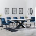Hayden White Ceramic Extending Dining Set - Corona Blue Fabric Dining Chair