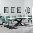 Hayden White Ceramic Extending Dining Set - Corona Green Fabric Dining Chair