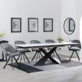 Hayden White Ceramic Extending Dining Set - Ion Dark Grey Velvet Fabric Swivel Dining Chair