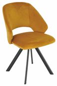 Hayden White Ceramic Extending Dining Set - Ion Mustard Velvet Fabric Swivel Dining Chair