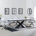 Hayden White Ceramic Extending Dining Set - Theo Grey Fabric Swivel Dining Chair