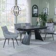 Kinston Black Ceramic Extending Dining Set - Ace Grey Fabric Swivel Dining Chair