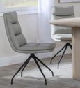 Kinston Black Ceramic Extending Dining Set - Diego Beige Leather Swivel Dining Chair