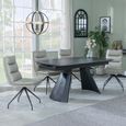 Kinston Black Ceramic Extending Dining Set - Diego Beige Leather Swivel Dining Chair