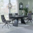 Kinston Black Ceramic Extending Dining Set - Diego Grey Leather Swivel Dining Chair
