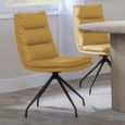 Kinston Black Ceramic Extending Dining Set - Diego Yellow Leather Swivel Dining Chair