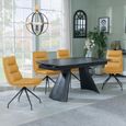 Kinston Black Ceramic Extending Dining Set - Diego Yellow Leather Swivel Dining Chair