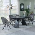 Kinston Black Ceramic Extending Dining Set - Ion Dark Grey Velvet Fabric Swivel Dining Chair