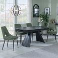 Kinston Black Ceramic Extending Dining Set - Peyton Green Fabric Dining Chair