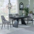 Kinston Black Ceramic Extending Dining Set - Peyton Grey Fabric Dining Chair