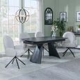 Kinston Black Ceramic Extending Dining Set - Theo Grey Fabric Swivel Dining Chair