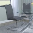 Lisbon Grey Marble and Chrome Dining Set - Bianco Grey Faux Leather Dining Chair