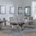 Lisbon Grey Marble and Chrome Dining Set - Roma Beige Faux Leather Dining Chair