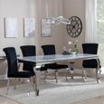 Louis Grey Marble and Chrome Dining Set - Black Velvet Fabric Dining Chair