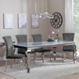 Louis Grey Marble and Chrome Dining Set - Grey Velvet Fabric Dining Chair