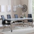 Louis Dining Set - 4 Seater - 140cm - Grey Marble & Chrome - Jamison Dining Chairs - Black Faux Leather