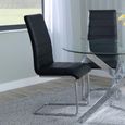 Louis Grey Marble and Chrome Dining Set - Roma Black Faux Leather Dining Chair
