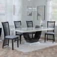 Madrid White Marble Dining Set - Athena Black High Gloss Slatted Back Dining Chair with Grey Seat Pads