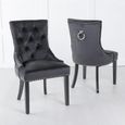 Madrid White Marble Dining Set - Knocker Back Black Velvet Fabric Dining Chair with Black Wooden Legs
