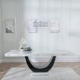 Madrid White Marble Dining Set - Knocker Back Grey Velvet Fabric Dining Chair with Black Wooden Legs