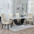 Madrid White Marble Dining Set - Mimi Cream Leather Dining Chair