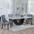 Madrid White Marble Dining Set - Paris Grey Leather Dining Chair with Black Legs