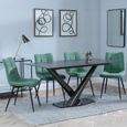 Maldon Black Ceramic Dining Set - Corona Green Fabric Dining Chair