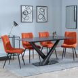 Maldon Black Ceramic Dining Set - Corona Orange Fabric Dining Chair