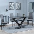 Maldon Black Ceramic Dining Set - Lido Dark Grey Fabric Dining Chair with Black Legs