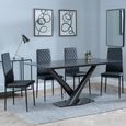 Maldon Black Ceramic Dining Set - Metro Black Leather Dining Chair with Black Legs