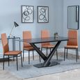 Maldon Black Ceramic Dining Set - Metro Burnt Orange Leather Dining Chair with Black Legs