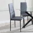 Maldon Black Ceramic Dining Set - Metro Grey Leather Dining Chair with Black Legs