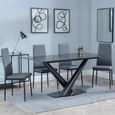 Maldon Black Ceramic Dining Set - Metro Grey Leather Dining Chair with Black Legs