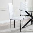Maldon Black Ceramic Dining Set - Metro White Leather Dining Chair with Black Legs